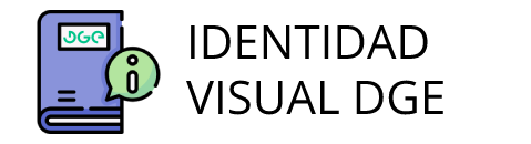 Libro cerrado sobre fondo blanco junto a texto "Identidad Visual DGE"