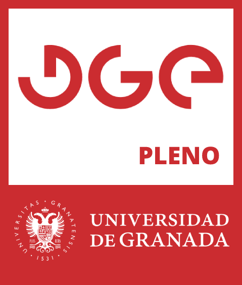 Logo de la DGE en rojo sobre fondo blanco