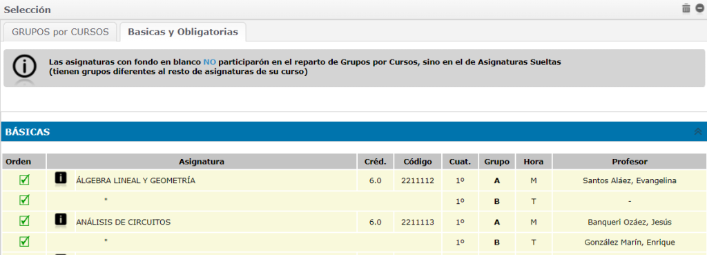 Grupo por Asignatura
