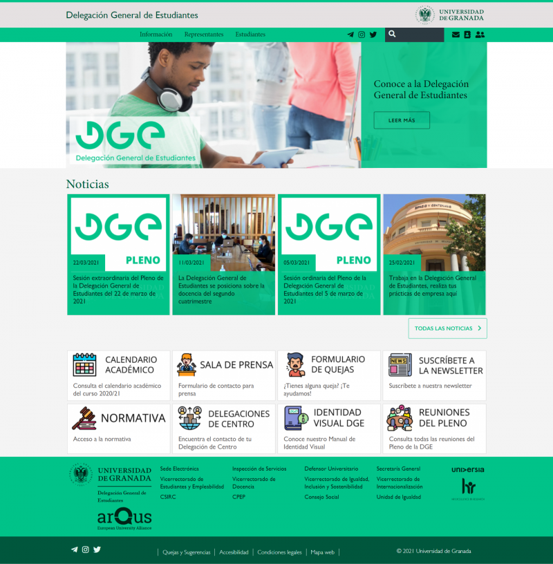 Captura de pantalla de la página principal de la nueva web Captura de pantalla de la página principal de la nueva web