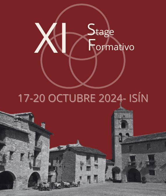 XI Stage Formativo de CREUP Fondo rojo con una imagen del lugar del evento, las fechas y el título